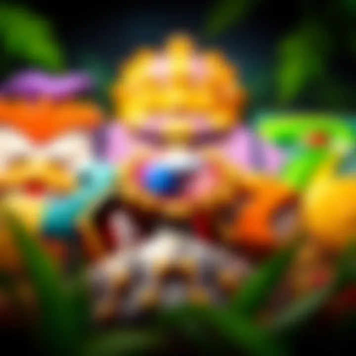 Close-up of vibrant symbols featured in the Amazon Slot Machine