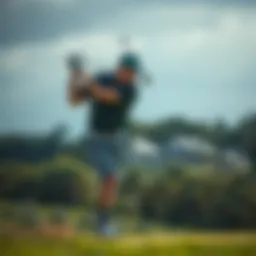 A golfer in action during a tournament