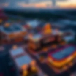 Aerial view of Boyd Gaming Casino in Biloxi at sunset