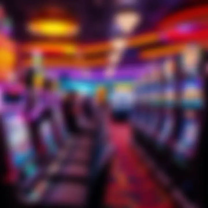 An exciting slot machine area with colorful lights