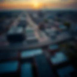 Aerial view of East St. Louis showcasing urban development