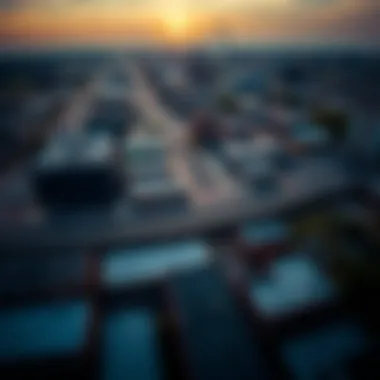 Urban Development in East St. Louis Aerial view of East St. Louis showcasing urban development