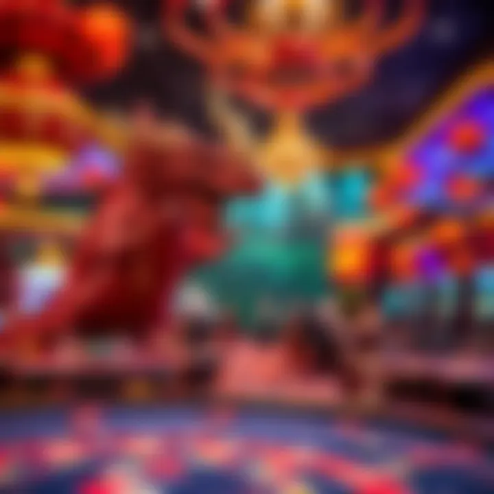 A scenic view of a dragon-themed casino environment