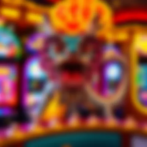 A vibrant dragon-themed slot machine display