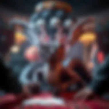 A mystical dragon card game in play