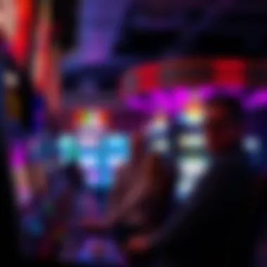 An engaging scene of players immersed in a lively gaming environment with slot machines
