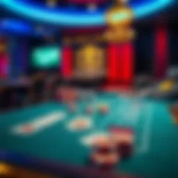 Virtual blackjack table with cards and chips