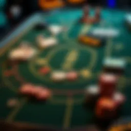 An intricate layout of a blackjack table showcasing gameplay dynamics