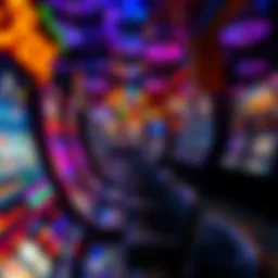 An intricate gaming setup featuring various slot machines