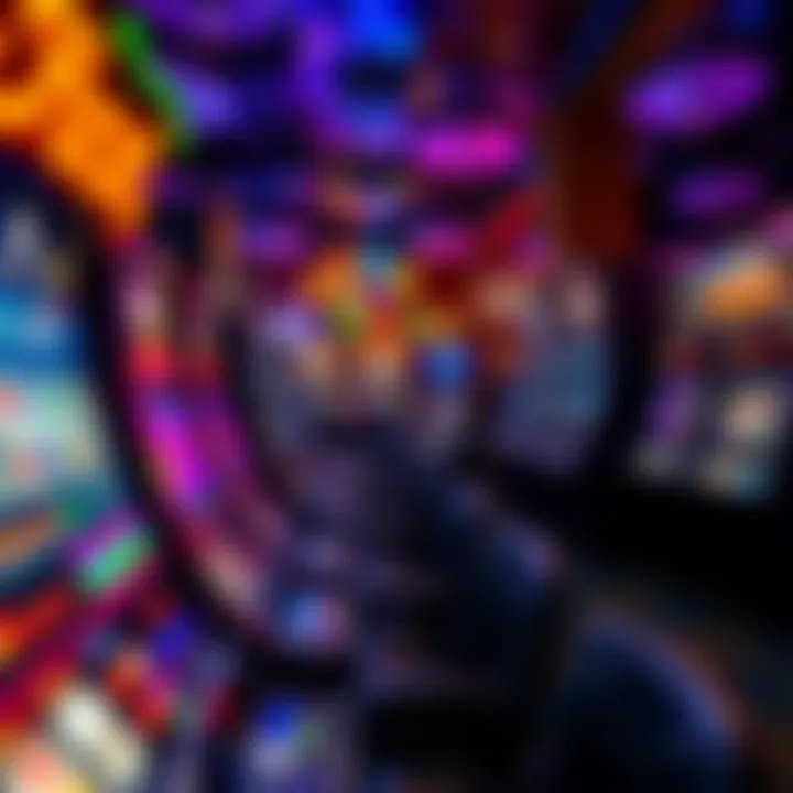 An intricate gaming setup featuring various slot machines