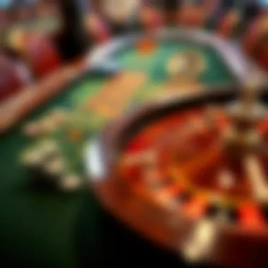A roulette table with chips and betting layout