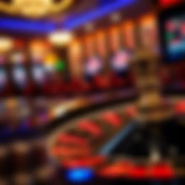 Close-up of a roulette wheel in a casino setting