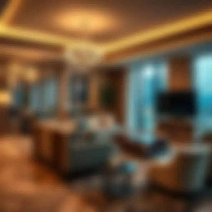 Elegant living space in a luxury suite