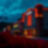 Vibrant casino exterior lit at night