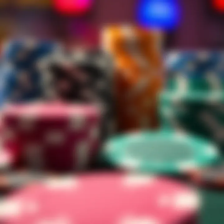 A close-up of poker chips in vibrant colors