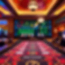 A captivating view of a luxurious Las Vegas casino floor showcasing a Pai Gow table.