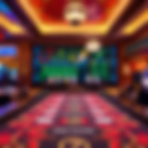 A captivating view of a luxurious Las Vegas casino floor showcasing a Pai Gow table.