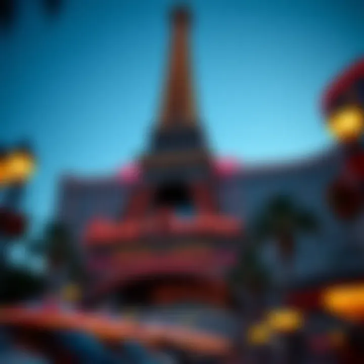 The Iconic Eiffel Tower at Paris Hotel Casino Exterior view of the Paris Hotel Casino showcasing its iconic Eiffel Tower replica