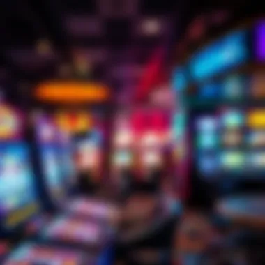 Vibrant Gaming Scene at Queens Casino Vibrant gaming floor at Queens Casino showcasing slot machines and table games
