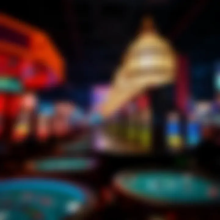 A dynamic view of a bustling New York casino showcasing sports betting activity