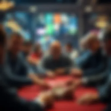 A montage of famous poker players during high-stakes moments on TV