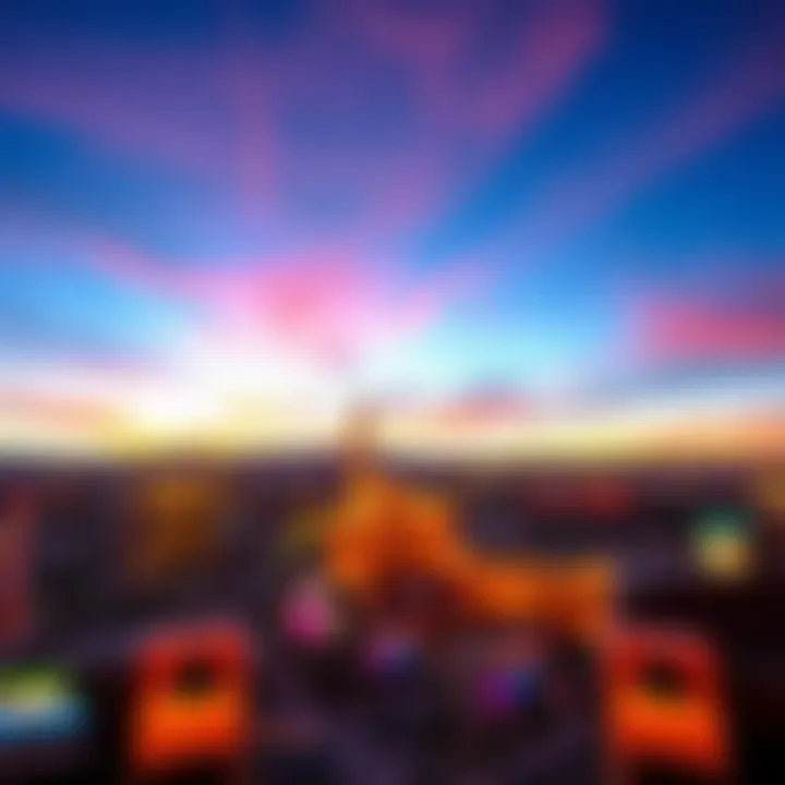 Panoramic view of Las Vegas skyline at sunset