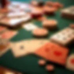 A detailed view of various bet game cards spread out on a table