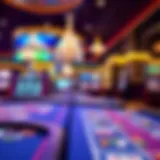 A vibrant casino floor showcasing various gaming tables