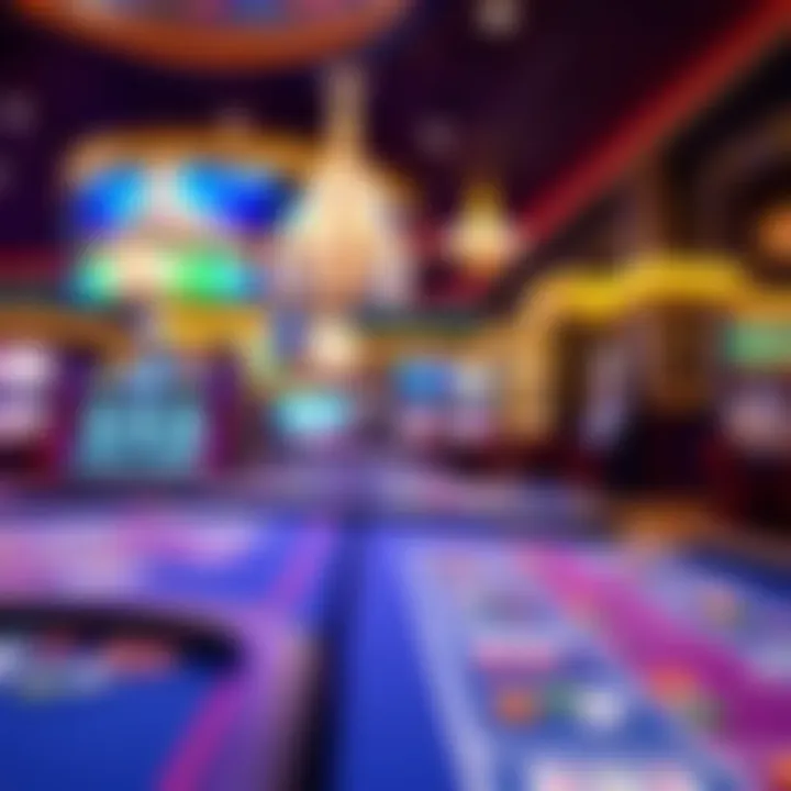 A vibrant casino floor showcasing various gaming tables