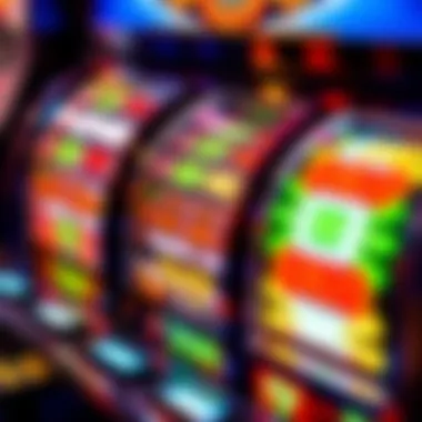 Colorful spinning reels of a slot machine