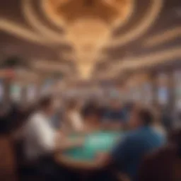 A bustling job fair in a Las Vegas casino showcasing various career opportunities.