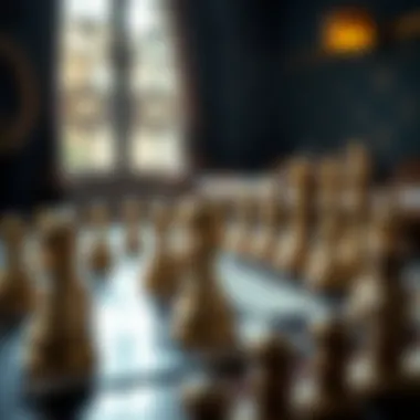 A Strategic Chessboard Setup Chessboard with pieces set for a match