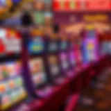 Vibrant slot machine display showcasing popular titles