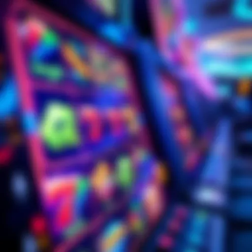 A close-up of an online slot machine interface with vibrant graphics