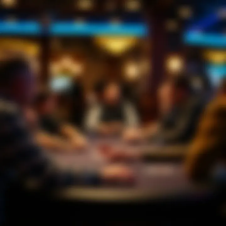 A strategic moment at the poker table with players engaged in the game