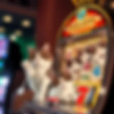 A whimsical illustration of a slot machine featuring playful cats