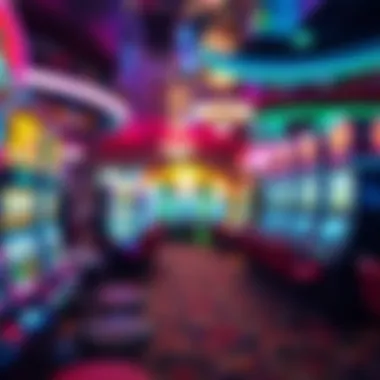 A vibrant casino setting showcasing slot machines