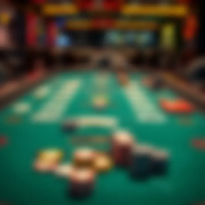 Ultimate Texas Hold'em Table Setup An intricate poker table layout showcasing Ultimate Texas Hold'em