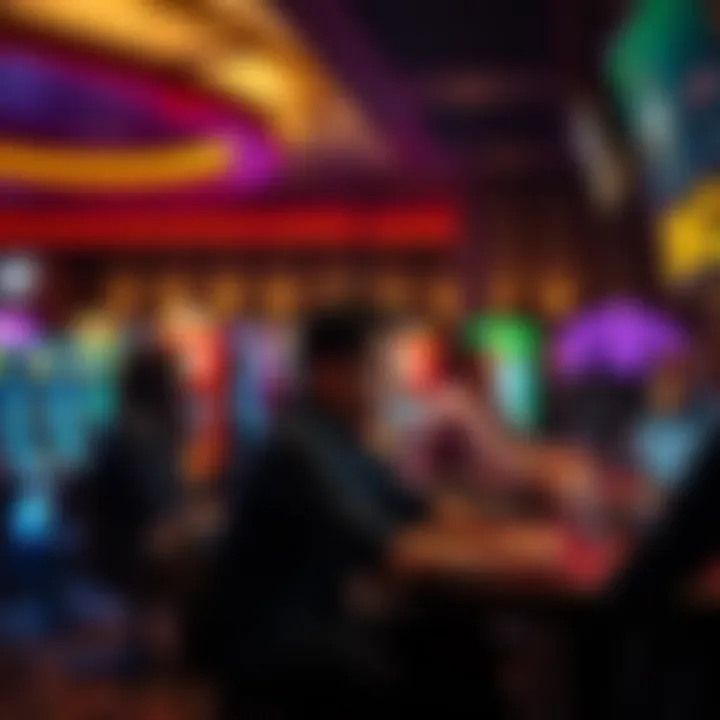 Engaging Casino Gaming Atmosphere A sophisticated casino with diverse gaming options and players engaged