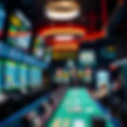 A vibrant sports betting scene showcasing various games and odds