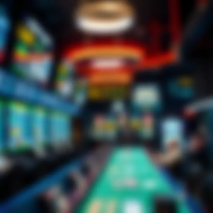 Dynamic Sports Betting Environment A vibrant sports betting scene showcasing various games and odds