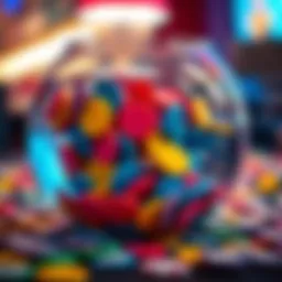 Vibrant fish bowl filled with colorful tokens