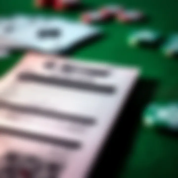 Close-up of a betting slip filled out for an upcoming game