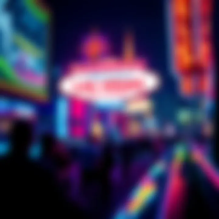 A vibrant scene of Las Vegas nightlife with neon lights and entertainment