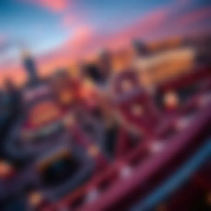 Aerial view of the New York-New York coaster against the Las Vegas skyline