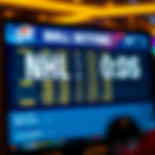NHL betting odds displayed on a computer screen