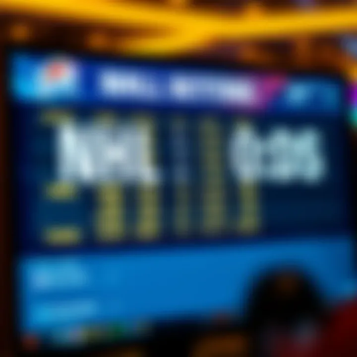 NHL betting odds displayed on a computer screen