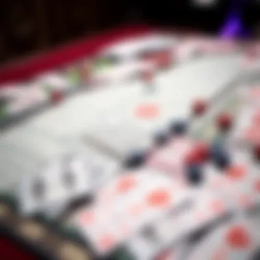 A strategic game board with various lottery tickets spread out