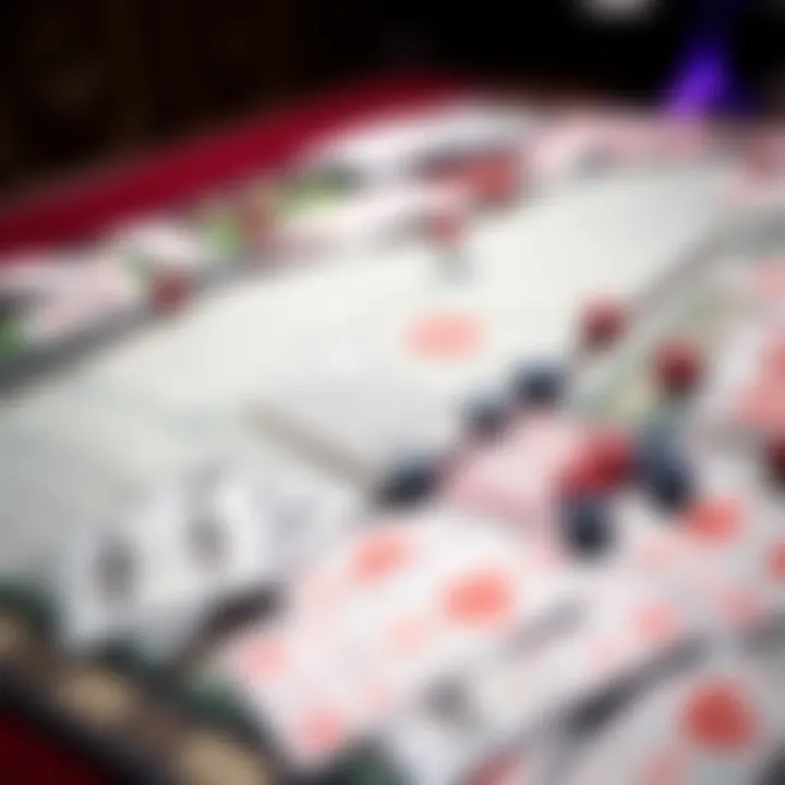 A strategic game board with various lottery tickets spread out