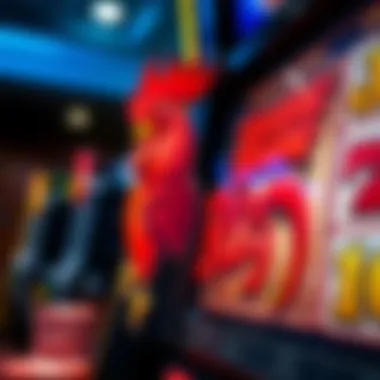 Close-up of the Red Rooster symbols and paytable